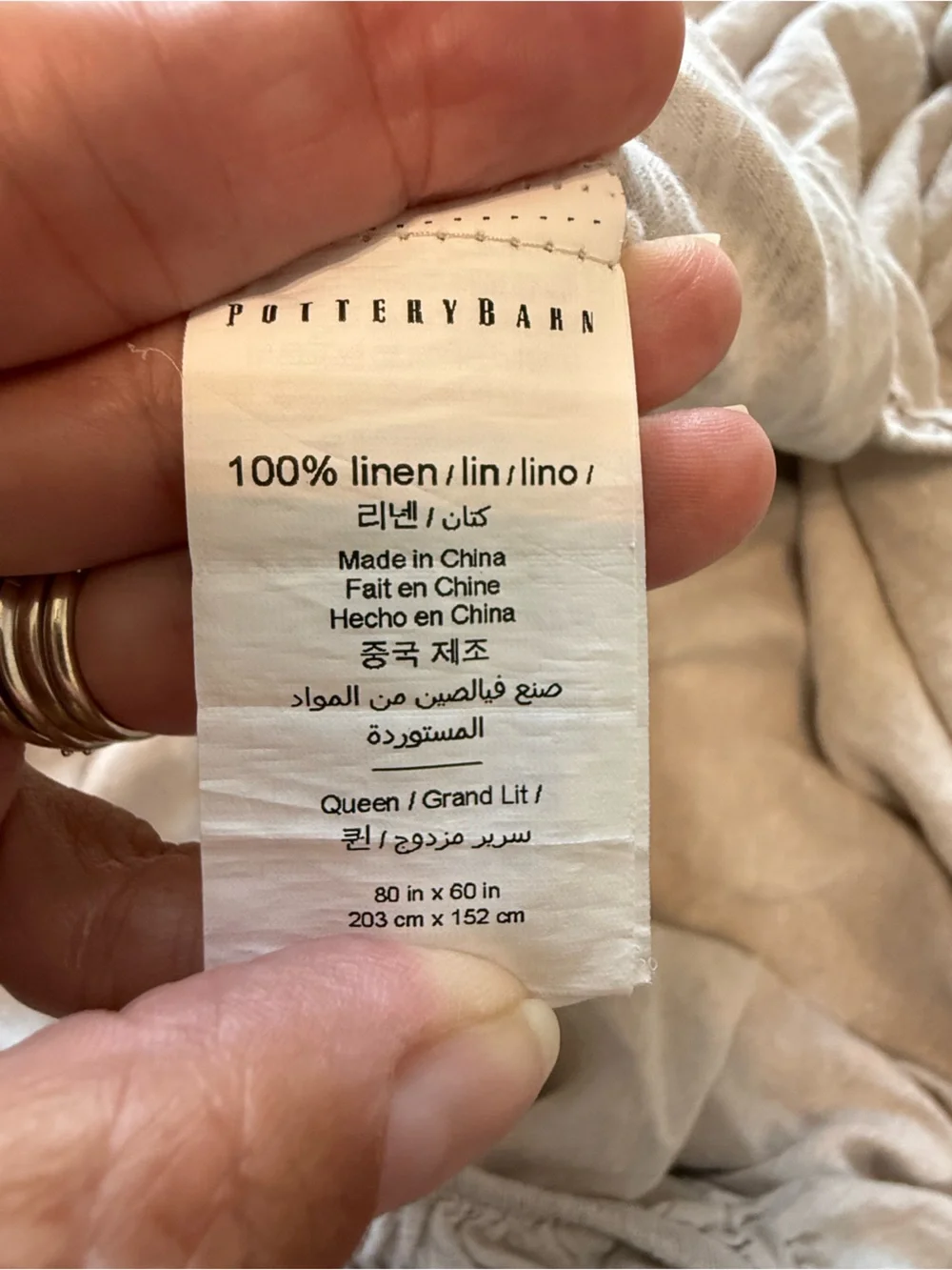 Pottery Barn Belgian Flax Linen Classic Fitted Sheet Light Tan Khaki Queen